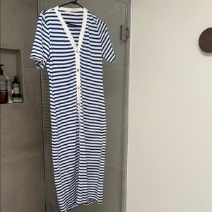 Ellison Navy and White Textured Knit Top